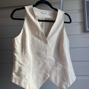 Cicy Bell Cream Sleeveless V-Neck Tailored Vest